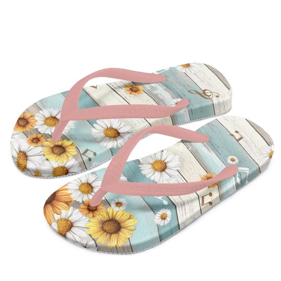 Chririnla Boys Girls Flip Flops Sunflower Music Notes Print Child Summer Slip-on Thong Sandals Beach Pool Chrer Shoes(Little/Big Kid) Size 10