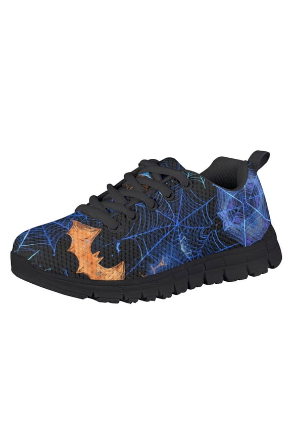 Boys Shoes for Kids Size 1 Slip Lightweight Sneakers Orange Bat Cobweb Print Athletic Running Shoes Fashion Halloween Shoe