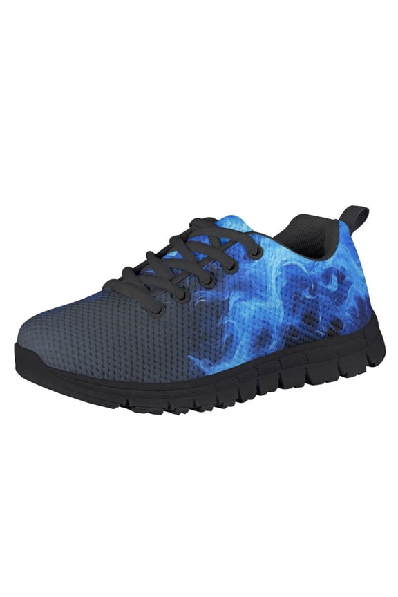 Boys Sneakers Size 1 Little Kids Fashion Shoes Blue Flame Sports Shoes Lightweight Slip on Running Tennis Casual Shoe Breathable