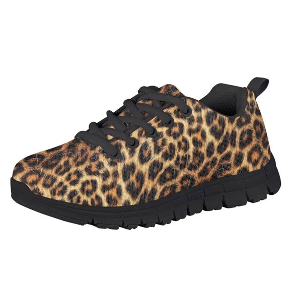 Chririnla Boys Sneakers Wild Leopard Print Walking Shoes for Little Big Kids Size 10.5 Girls Mesh Slip on Sports Running Athletic Tennis Shoes