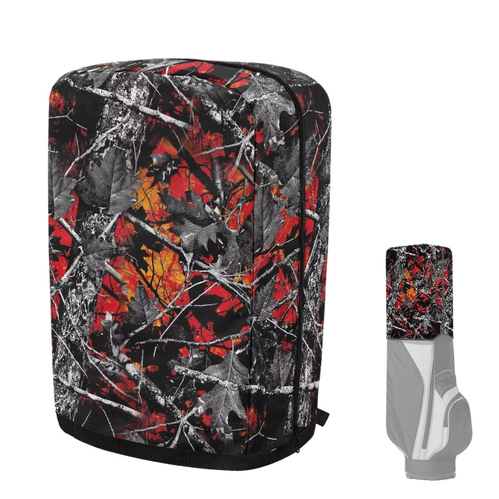 Chririnla Branch Hunting Camo Golf Bag Rain Hood Waterproof Easy Storage Gear Golf Club Rain Cover Quick-On Design Adjustable Straps Easy to Use Fits Golf Stand/Cart Bags
