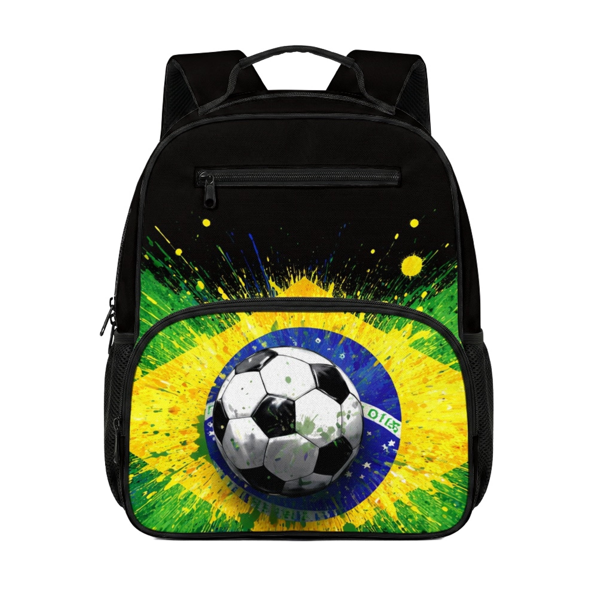 Chririnla Brazil Soccer Flag Pattern Toddler Backpack 13.5 Inches Adjustable Padded Straps Polyester Fabric Kid Universal Daily Backpack for Kindergarten Hiking