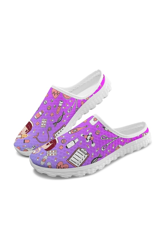 Breathable Mesh Slip On Clogs | Medical Pattern Comfortable Unisex Shoes for Nurse Work Summer Outdoor