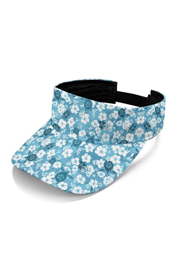 Breathable Polyester Fabric Sun Visor Cap for Tennis, UV Resistant UV Protection Adjustable Strap Sun Visor Hat, Floral & Sea Turtle Pattern