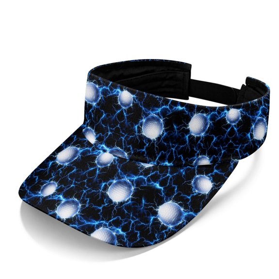 Chririnla Breathable Polyester Fabric Sun Visor Hat for Tennis Summer, Lightweight Open Top Adjustable Strap Tennis Visor, Golf Ball Lightning Pattern