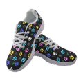 thumbnail image 1 of Chririnla Breathable Running Shoes for Work Hiking, Mesh Lightweight Lace Up Running Sneakers, Colorful Paw Prints, 1 of 11