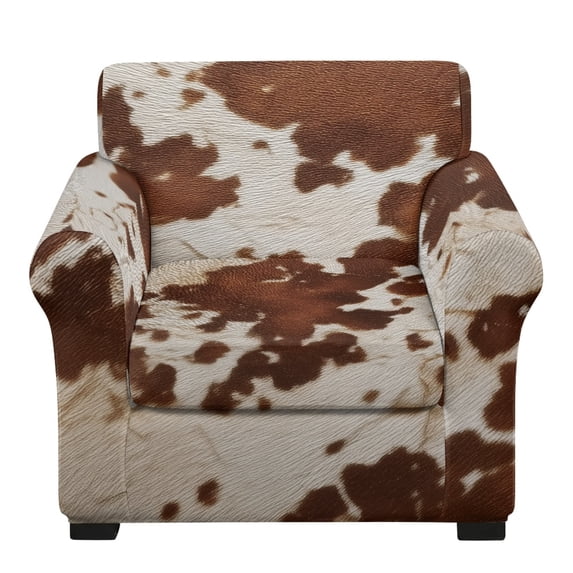 Chririnla Brown Cow Print Pattern 2 Piece Sofa Couch Protector for Living Room Living Room Decor Stretch Soft Sofa Cover Brushed Armchair Slipcover