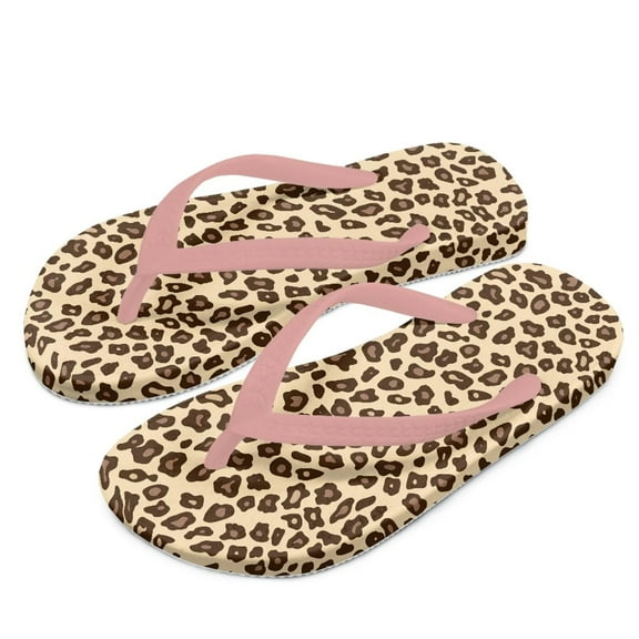 Chririnla Brown Leopard Print Flip Flop Sandal Chrer Shoes - Beach Slides Slip-on Quick Dry Thong FlipFlops Sandals for Boys (11-12 Little Kids) Size 12