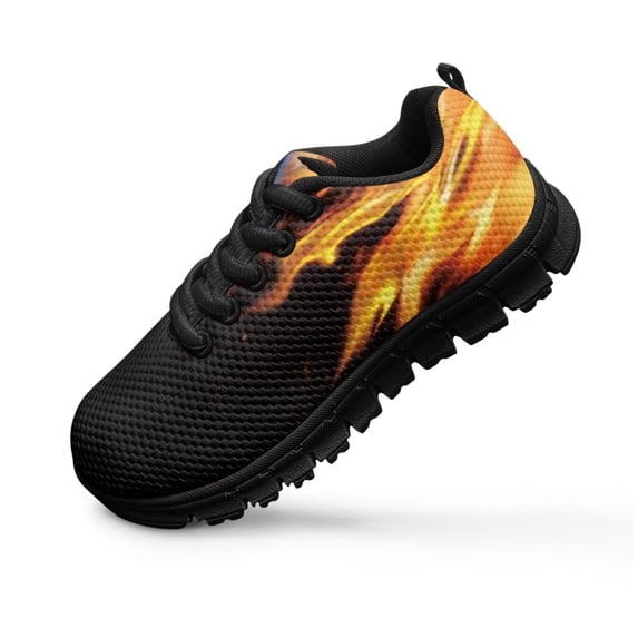 Chririnla Burning Flame Shoes for Kids Size 11.5 Comfortable Sneakers Boys Girls Lace Up Shoes Lightweight for Sports Athletic Running