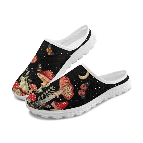 Chririnla Butterfly Mushroom Design Mesh Slip On Clogs EVA Mesh Material Breathable Quick Dry Mesh Slippers for Working