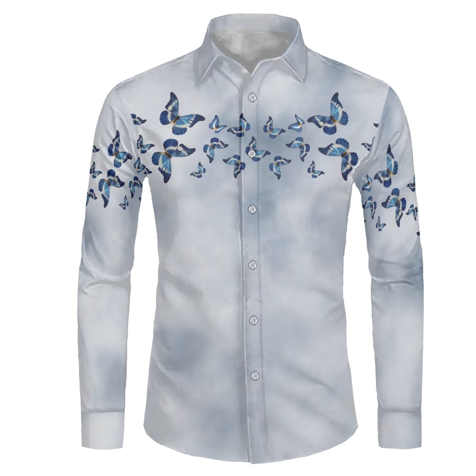 butterfly collar dress shirt Spring Autumn Black Shirt with Butterfly Collar M
