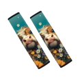 thumbnail image 1 of Chririnla Calf and Floral Pattern Seat Belt Cover Pad 2 Pack Car Seat Belt Pads Magic Tape Design Soft Suitable for Truck Auto, 1 of 8