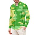 thumbnail image 1 of Chririnla Camo Color Block Green Mens Dress Shirt Button Down Shirt Slim-Fit Muscle Gym Workout Camouflage Design Comfortable Long Sleeve Button Down Athletic Tee Aloha Top for Men, 1 of 4