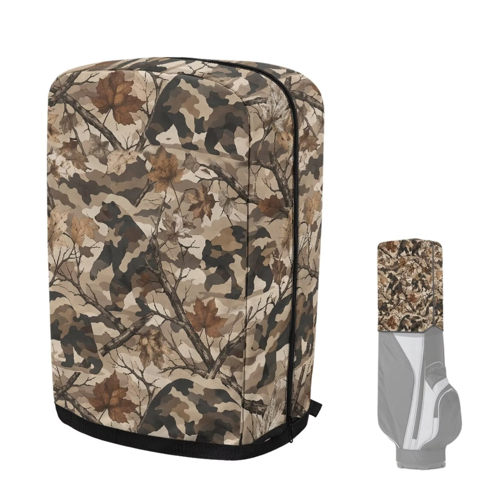 Chririnla Camo Hunting Forest Golf Bag Rain Cover Lightweight Dust Hood with Zipper Universal Fit for Most Golf Bags Golf Club Accessories