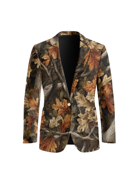 Camo Print Mens Tuxedo Jackets Hunting Forest Wedding Prom Blazer Jacket for Men One Button Sports Coats Formal Dress Suit Blazers
