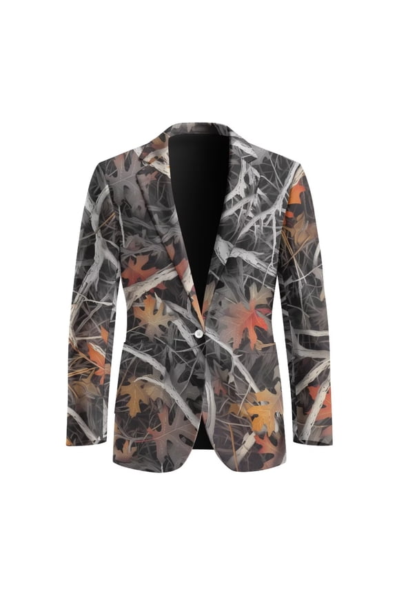 Camouflage Hunting Oak Men's Blazer Fashion One Button Sport Coat Formal Tuxedo Jacket Lightweight Prom Wedding Business Blazer Suit