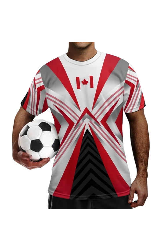 Canada Flag Soccer Jersey for Men & Youth Breathable Soft Football T Shirts Quick Dry Sports Fan Jerseys Running Shirt for Men and Kids Adults S-4XL