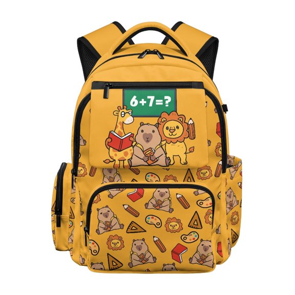 Chririnla Capybara Art Pattern Breathable Book Bag for Middle High School Back to School, Water Resistant Durable Polyester School Backpack