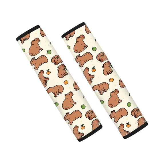 Chririnla Capybara Pattern Seat Belt Shoulder Pad 2-Pack, Car Seat Belt Pads Polyester Soft Durable for Vans Truck Trucks