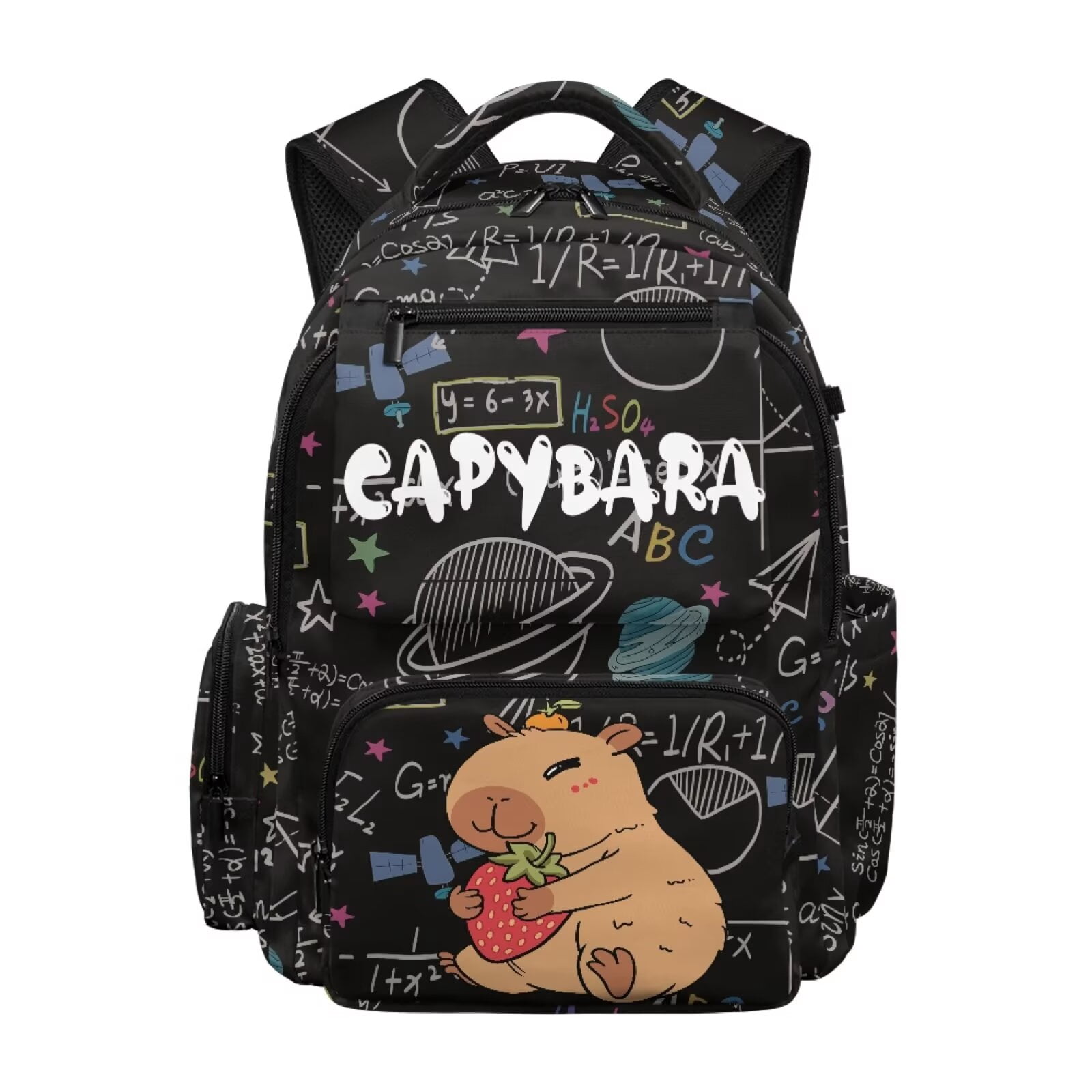 Chririnla Capybara Strawberry Math Print Kids Backpack for Girl 17Inch ...