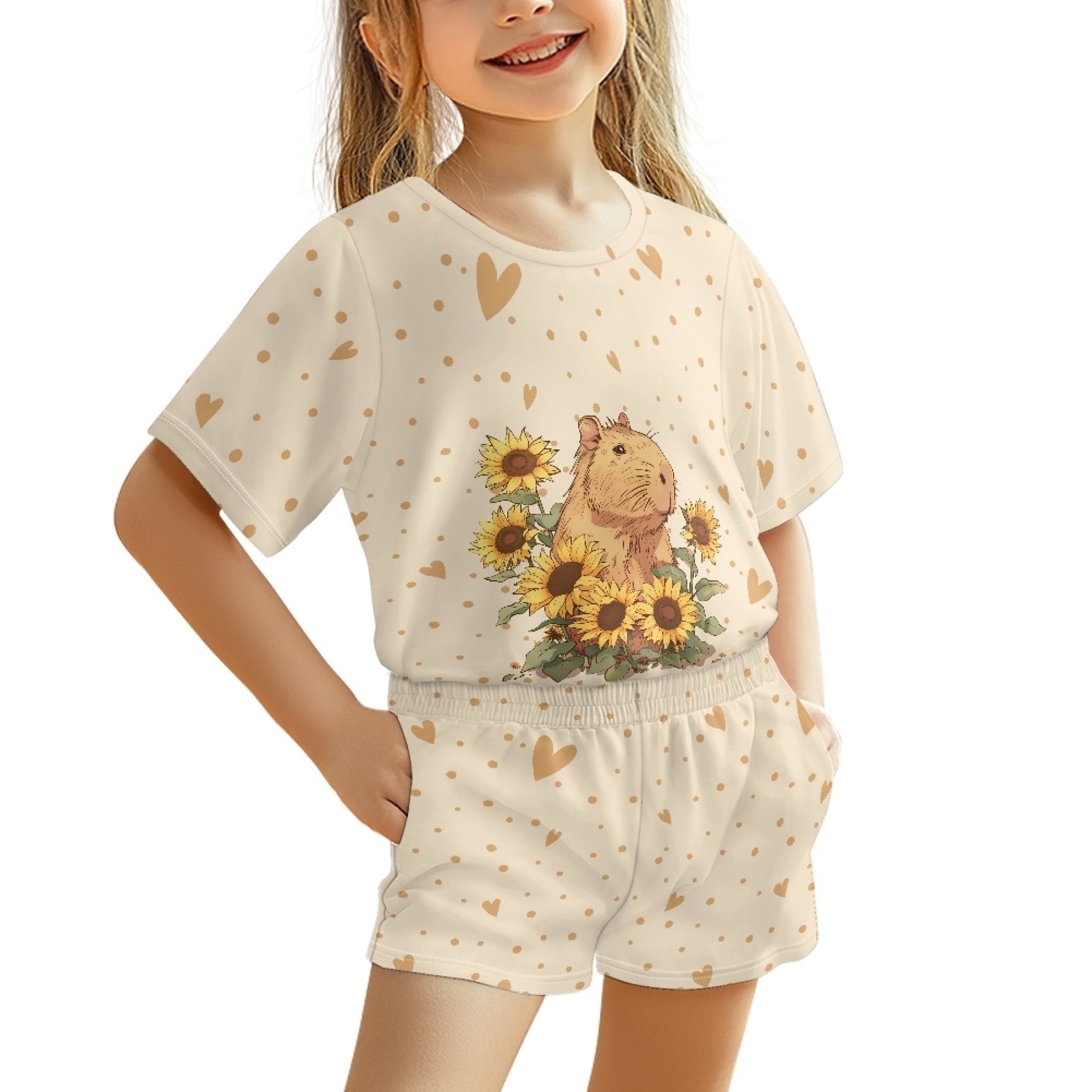 Chririnla Capybara Sunflower Pattern Kids Outfit for Travel Summer ...