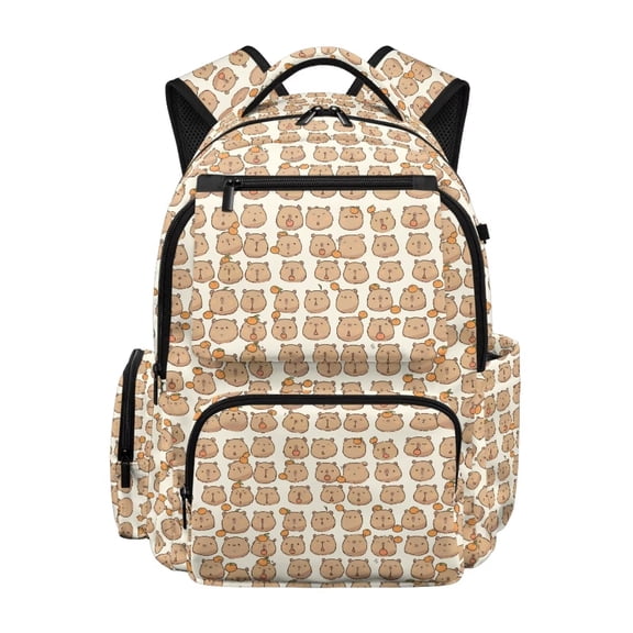 Chririnla Capybaras Pattern Kid's Backpack for School Large Capacity Shoulder 5th Grade Bookbag Waterproof Laptop Daypack with Side Pockets