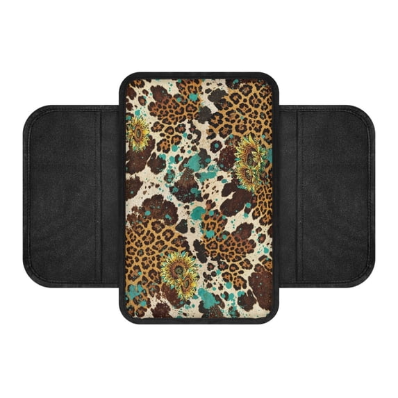 Chririnla Car Armrest Cover for Automotive, Comfortable Easy to Install Center Console Pad for SUV Car Armrest Cover Pad, Leopard
