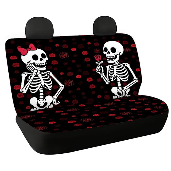 Chririnla Car Back Seat Covers for Auto Interior Automotive, Skeleton Couple 2 Pack Car Rear Seat Protectors Protects Against Dog Hair Easy to Install