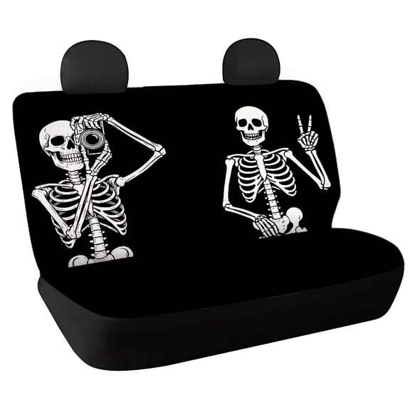 Chririnla Car Back Seat Covers for Auto Interior Automotive, Skeleton Photo 2 Pack Car Rear Seat Protectors, Anti Scratch Machine Washable for Cars and Trucks