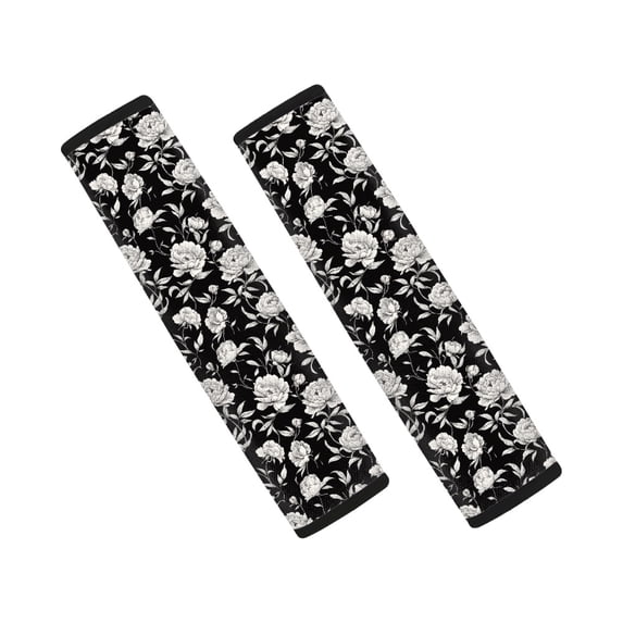 Chririnla Car Seat Belt Pads Comfortable Seat Belt Shoulder Pad Composite SBR Protect Shoulder with Ease, Suitable for Sedans Vans, Black Floral Print