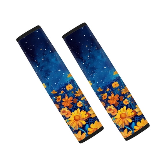 Chririnla Car Seat Belt Pads Convenient Car Safety Belt Cover Polyester Soft, Suitable for Sedan Truck, Night Sky Chrysanthemum