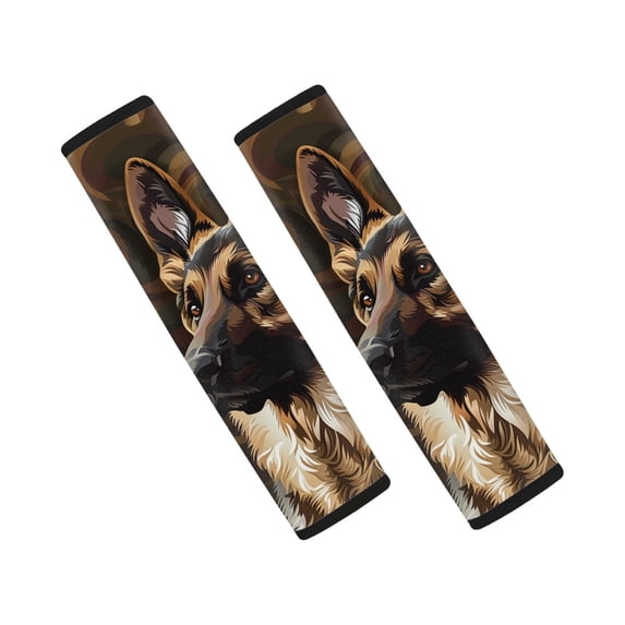 Chririnla Car Seat Belt Pads Durable Polyester SBR Composite, Compatible with, Suitable for Sedan, German Shepherd Dog Print
