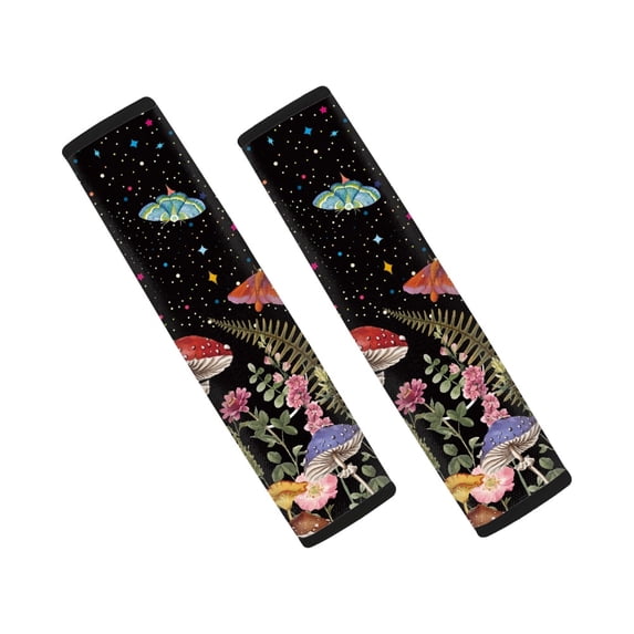 Chririnla Car Seat Belt Pads Easy Install Seat Belt Shoulder Pad Polyester Skin-Friendly, Suitable for SUV Sedan, Starlight Mushroom