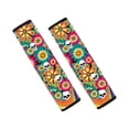 thumbnail image 1 of Chririnla Car Seat Belt Pads Easy to Install Seat Belt Shoulder Pad Polyester Skin-Friendly, Suitable for Vehicle Auto, Floral Skulls with Rainbow, 1 of 8