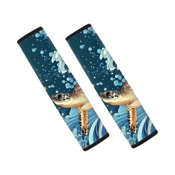 Chririnla Car Seat Belt Pads Heat Insulation Polyester, Compatible with, Suitable for SUV, Turtle Wave Design