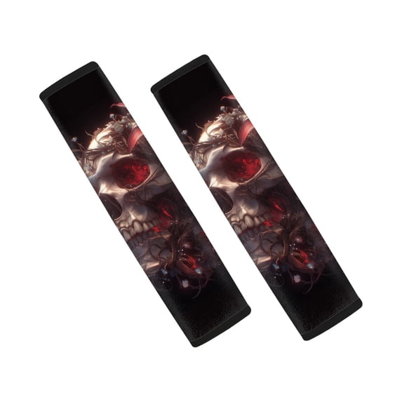 Chririnla Car Seat Belt Pads Heat Insulation Seat Belt Shoulder Pad Polyester Soft, Suitable for Truck Sedan, Skull Rose Design