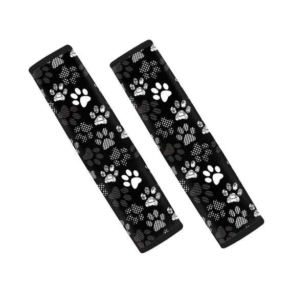 Chririnla Car Seat Belt Pads Non-Slip Polyester Fabric, Compatible with, Suitable for Sedan, White Paw Print Pattern