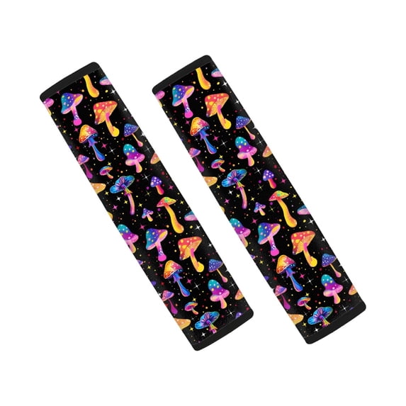 Chririnla Car Seat Belt Pads Non-Slip Seat Belt Shoulder Pad Polyester Soft, Suitable for SUV Truck, Colorful Mushroom Pattern