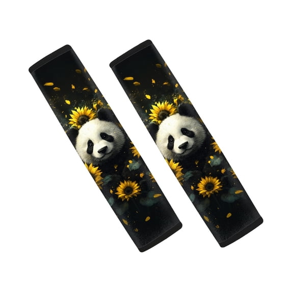 Chririnla Car Seat Belt Pads Soft Seat Belt Shoulder Pad Polyester Trendy, Suitable for SUV Sedan, Panda Sunflower Design