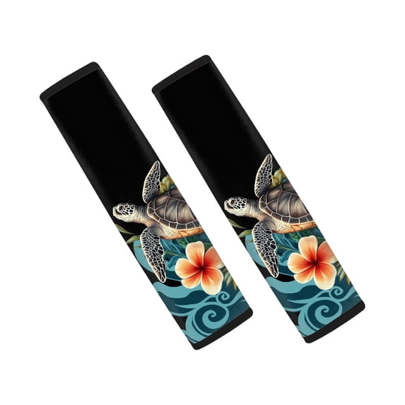 Chririnla Car Seat Belt Pads Thick Polyester, Compatible with, Suitable for Van, Turtle and Flower Pattern