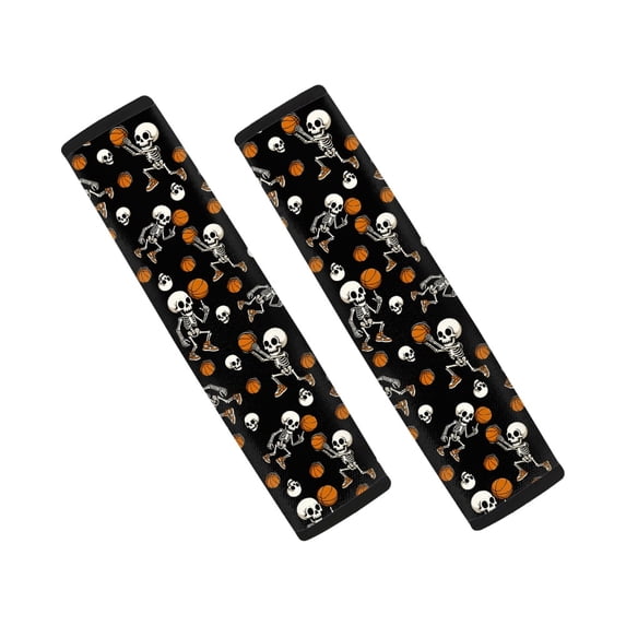Chririnla Car Seat Belt Pads Waterproof Composite SBR, Compatible with, Suitable for Van, Skeleton Basketball Print