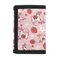 thumbnail image 1 of Chririnla Cartoon Axolotl & Strawberry Print Trifold Coin Wallet, Polyester Coin Bag for Sports, Compact Slim Trifold Coin Purse Wallet, 1 of 6