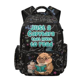 Chririnla Cartoon Capybara with Math & Science Formula Print Casual Daypack with Lightweight, Padded Shoulder Straps Breathable Straps 17 Inch Book Bag for Middle School Back to School