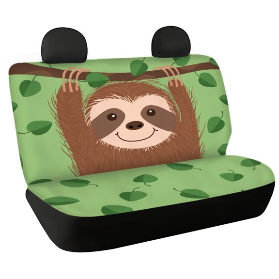 Chririnla Cartoon Sloth, Non-Slip Bench Cushion Seat Protectors Set of 2, Soft Breathable Full Wrap Rear Back Seat Covers for Auto Car Interior