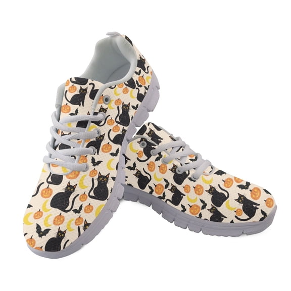 Chririnla Cat Moon Design Women Running Walking Shoes, Casual Breathable Running Sneakers for Work Gym
