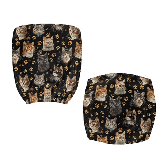 Chririnla Cat Portrait Paw Theme Rotating Swivel Chair Slipcovers, Stretchy Elastic 2 Piece Desk Chair Covers for Women Student Armchair