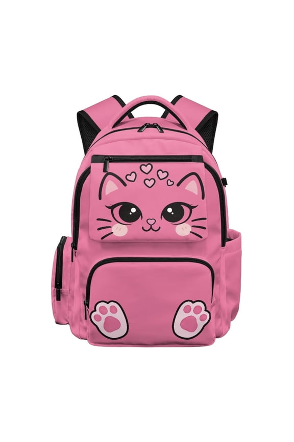 Cat Print Kids Backpack for School Waterproof Large Capacity College School Computer Bag Front Pocket Daypack