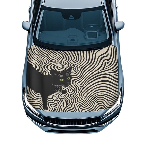 Chririnla Cat Stripe Pattern Design Car Hood Cover Protection Swimsuit Fabric Auto Hood Cover for Automotive