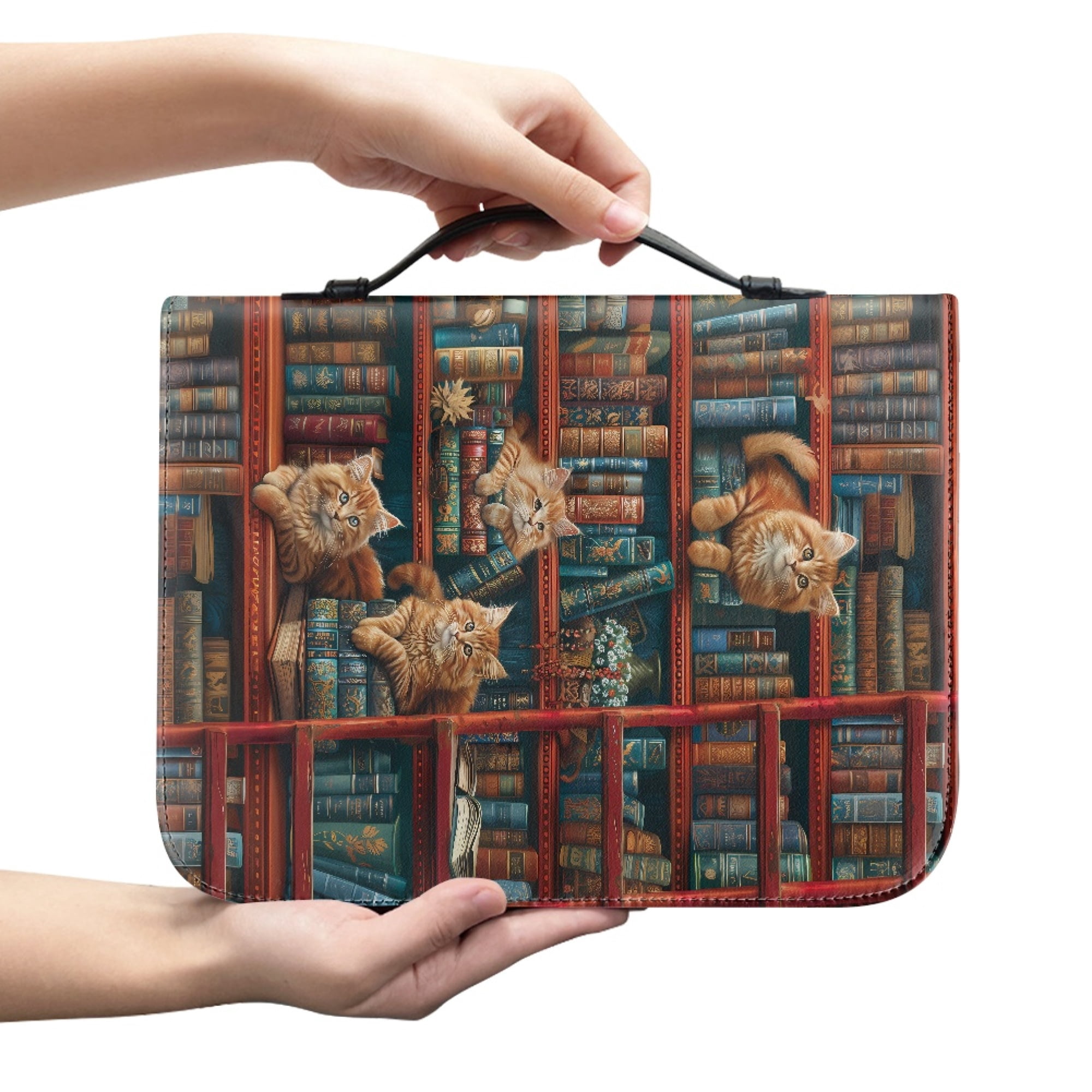 Chririnla Cats Bookshelf Print Bible Covers for Women Leather Bible ...