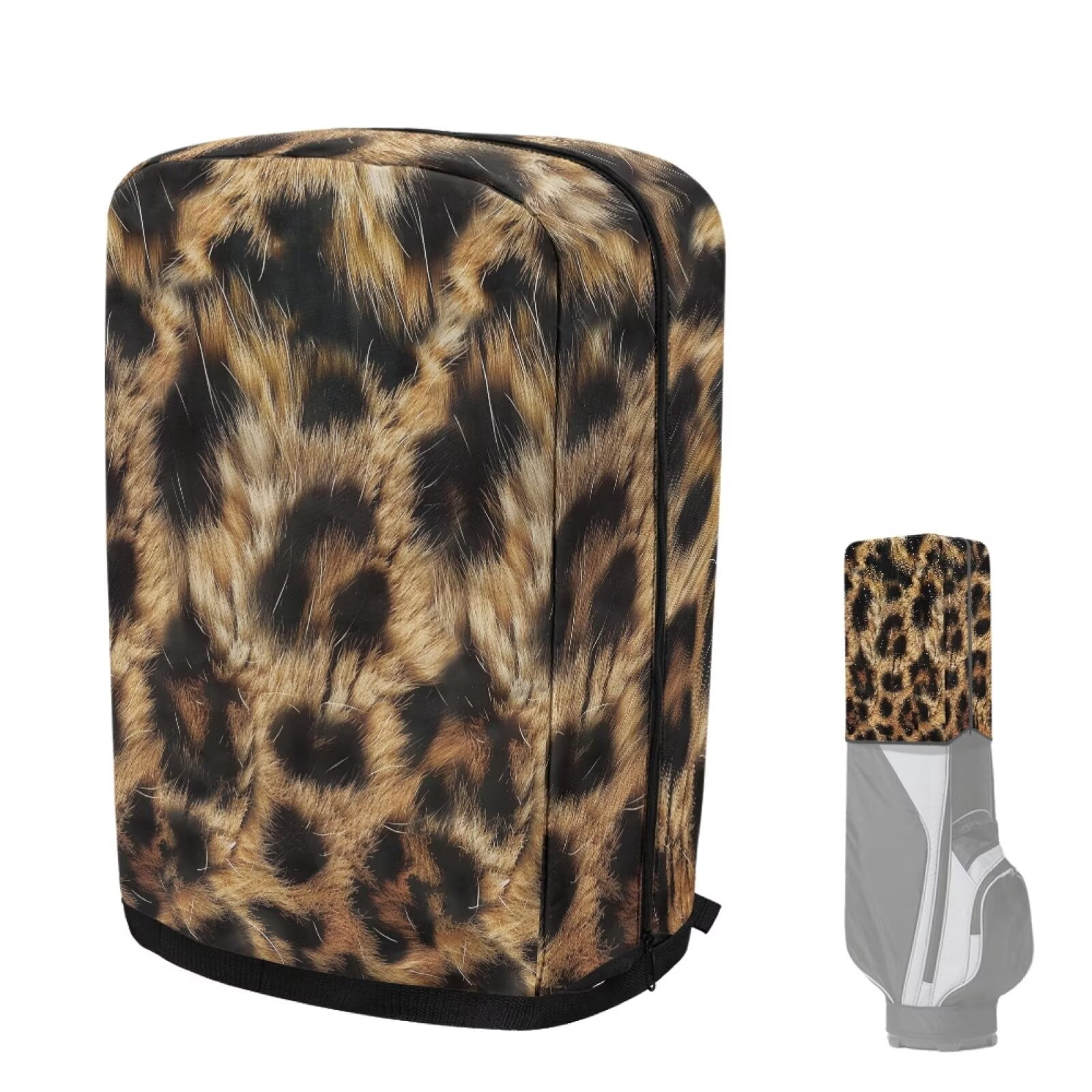 Chririnla Cheetah Print Golf Bag Cover Hood Dust & Sun Protection Umbrella for Clubs with Snap Button Universal Fit for Most Club Bags, Stand Bags, Cart Bags & Tour Bags